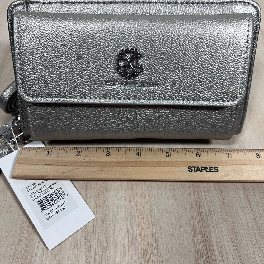 Christian Lacroix Blake Pebble Flap Zipper Wallet Wristlet